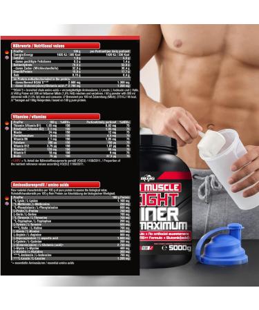 BWG MEGA MUSCLE Weight Gainer 5000g - Ultimate Gain for Hardgainers - Cookies & Cream Flavor - Ideal for Mass & Strength Phases - 1 Pack with Dosing Spoon - Buy Online on GoSupps.com