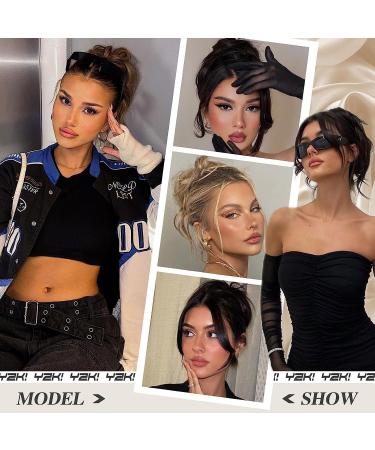 colorfulpanda Claw Clip Short Ponytail Hair Extensions Messy Bun Clip in Hair Scrunchies Natural Straight Synthetic Hairpiece Hair Chignons black gray for Women Gray mix black - Buy Online on GoSupps.com