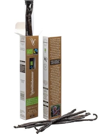 Vanillabazaar Sustainable Organic Fairtrade Bourbon Vanilla Pods - Grade A Beans for Chefs & Baking - 10 Pods in Resealable Tube - Buy Online on GoSupps.com