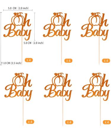 Gexolenu 24 PCS Pumpkin Oh Baby Cupcake Toppers Double-sided Pink Glitter Pumpkin Cupcake Picks For Fall Theme Baby Shower Birthday Thanksgiving Halloween Party Cake Decorations Supplies Pattern 11 - Buy Online on GoSupps.com