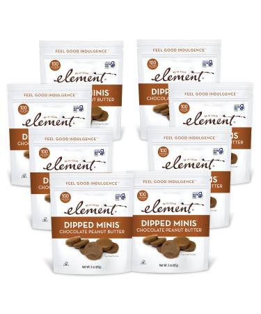 Element Snacks - Chocolate Peanut Butter Dipped Minis (Pack of 8) All-Natural Rice, Healthy Snacks for Kids or Adults, Certified Gluten-Free and Kosher Chocolate Peanut Butter 3 Ounce