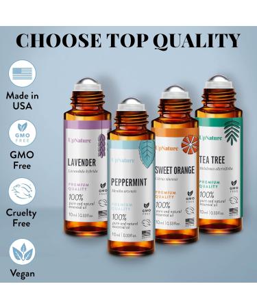 UpNature Essential Oil Roll On Gift Set - Peppermint Lavender Tea Tree Sweet Orange | Perfect Relaxation Gifts for Mom Women & Men | Ideal Stocking Stuffer - Buy Online on GoSupps.com