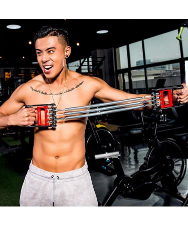 Inheming Adjustable Chest Expander | 5-String Fitness Training Device for Muscle Arm & Strength Training - Buy Online on GoSupps.com
