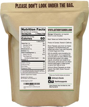 Anthony's Organic Brown Flaxseed 2 lb - Batch Tested, Gluten Free, Raw, Non GMO - Keto Friendly - Buy Online on GoSupps.com
