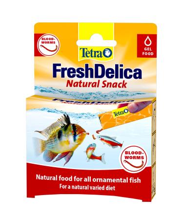 Tetra FreshDelica Bloodworms Natural Fish Food for All Ornamental Fish Jelly Treats 16 x 3 g Sachets
