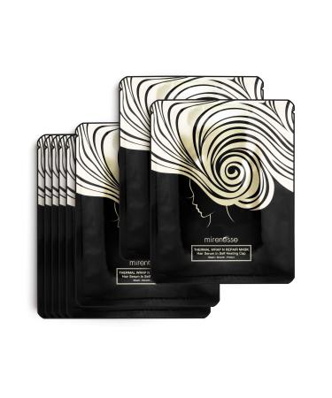 Mirenesse Thermal Wrap & Repair Hair Sheet Mask Super Hydrating Hair Growth Serum Self Heating Foil Cap Deep Conditioner for Dry Damaged Colored Hair Organic Coconut & Argan Oil 1.4 oz (8 Pack)
