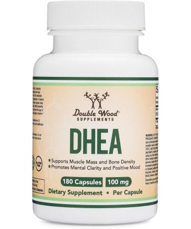 DHEA 100mg | 180 Capsules | Max Strength 6 Month Supply | Third Party Tested | Hormone Balance & Healthy Aging by Double Wood - Buy Online on GoSupps.com