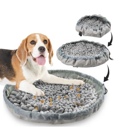 Snuffle Mat for Dogs, Dog Feeding Mat, Enrichment Foraging Mat for Smell Training and Slow Eating, Stress Relief,Durable Snuffle Mat for Dogs with Anti-Slip Designs for Foraging Skill Gray
