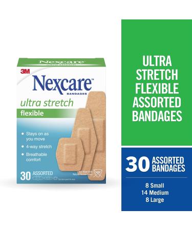 Nexcare Soft 'n Flex Bandage Assorted Sizes 30 Count - Flexible and Soft Adhesive Bandages - Buy Online on GoSupps.com