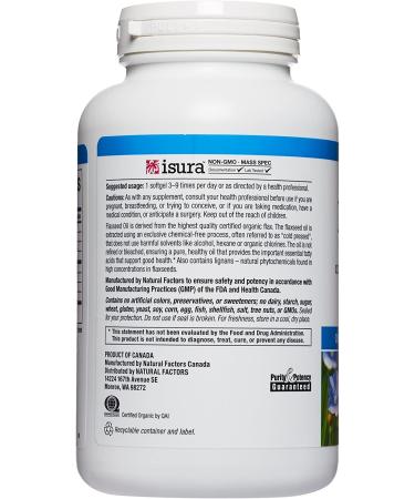 Natural Factors Flaxseed Oil 1000 mg - 180 Softgels | Omega-3 & Healthy Heart Support - Buy Online on GoSupps.com