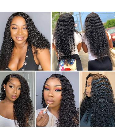 30 Inch Brazilian Deep Wave Lace Front Wig for Black Women | Pre Plucked 150% Density Curly Human Hair Wig with Baby Hair - Natural Color - Buy Online on GoSupps.com