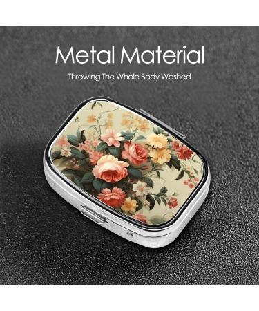 Flowers Decorative 2 Compartment Small Pill Case - Cute Travel Pill Organizer & Purse Gift - Buy Online on GoSupps.com