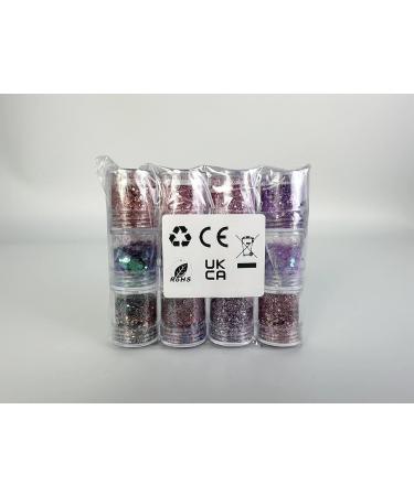 DazSpirit 12 Colors Holographic Glitter Powder - Festival Glitter for Face, Body, Nails - Arts & Crafts Accessory Set - Buy Online on GoSupps.com