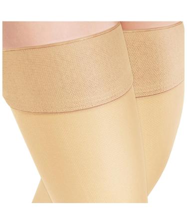Truform Zipper Compression Stockings - 15-20 mmHg Medical Thigh Length Footless Leg Sleeve for Women & Men Beige 2X-Large - 1 Pair - Buy Online on GoSupps.com