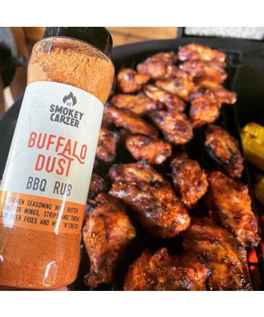 Buffalo Dust BBQ Rub Shaker | The Smokey Carter | Tangy Buffalo seasoning with butter ideal for wings strips and thighs. | Great on chicken wings - Buy Online on GoSupps.com