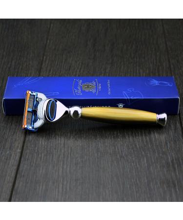 Haryali London 5-Edge Razor - Horn Replica Bart & Mustache Safety Razor for Men | Ideal New Year's Gift - International Shipping - Buy Online on GoSupps.com