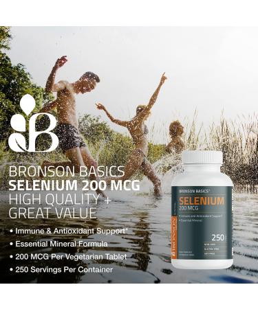 Bronson Selenium 200 mcg - Immune & Antioxidant Support - 250 Vegetarian Tablets - Buy Online on GoSupps.com
