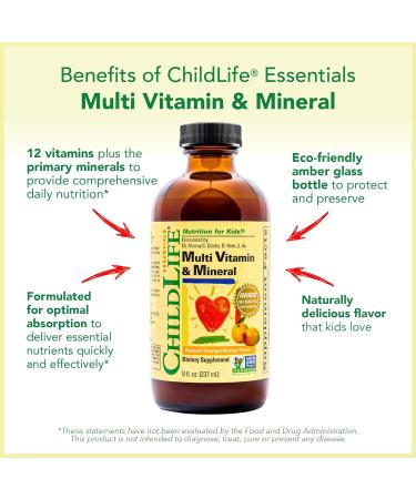 CHILDLIFE ESSENTIALS Kids Multivitamin & Mineral - Kids Vitamins Liquid Multivitamin for Kids Toddler Multivitamins Liquid Vitamins Baby Multivitamin - Natural Orange & Mango 8 Fl Oz (Pack of 4) Orange Mango 8 Fl Oz (P  - Buy Online on GoSupps.com