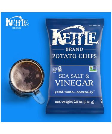 Kettle Brand Sea Salt and Vinegar Kettle Potato Chips 7.5 oz - Gluten-Free & Non-GMO - Buy Online on GoSupps.com