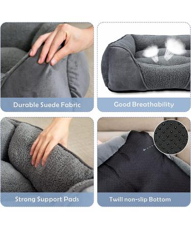 AIPERRO Orthopedic Calming Dog Bed | Machine Washable Rectangle Bed for Large, Medium, Small Dogs | Soft & Breathable Pet Sofa Bed | Anti-Slip Bottom | M(25''x21''x8'') - Buy Online on GoSupps.com