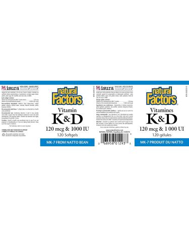 Natural Factors - Vitamin K2 & D3 120 mcg & 1000 IU 120 Softgels - Buy Online on GoSupps.com