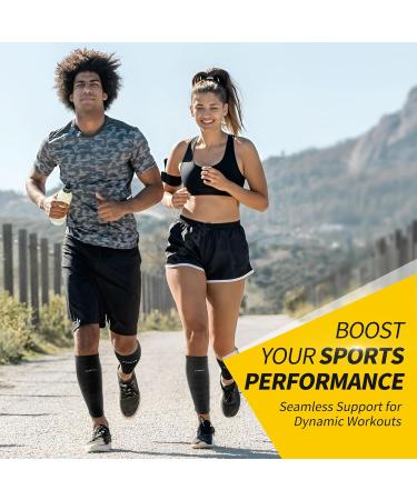 CAMBIVO Calf Compression Sleeves with Stabilizers - Shin Splint Support for Men & Women | Leg Brace Guard for Running - Black Small-Medium - Buy Online on GoSupps.com