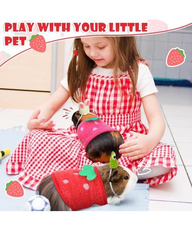 4-Piece Guinea Pig Outfit Set: 2 Clothes & 2 Mini Hats with Adjustable Strap - Frog Style Guinea Pig, Hamster, Bunny Warm Vest & Hand-Knitted Hat Bundle - Buy Online on GoSupps.com