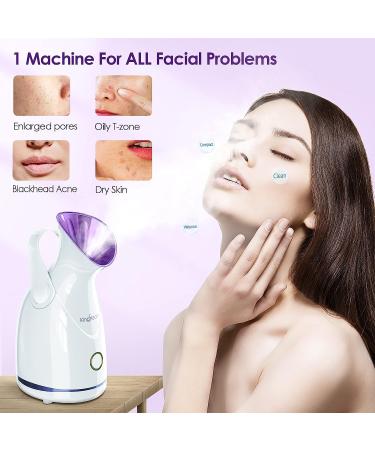 Kingsteam Nano Ionic Facial Steamer - Professional Deep Cleaning Spa at Home with Aromatherapy Kit & Blackhead Removal Tools (Purple) - Buy Online on GoSupps.com