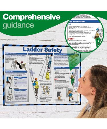 Safety First Aid Ladder Safety Poster - A2 Laminated | Workplace Safety Guide - Buy Online on GoSupps.com