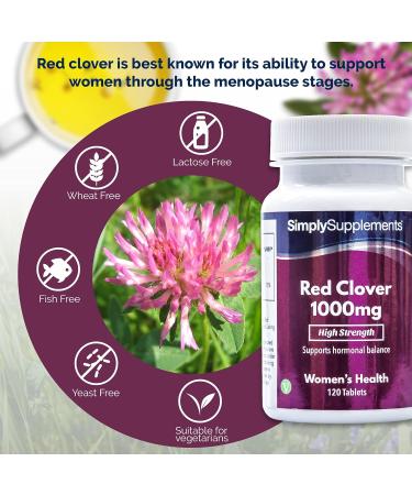 Red Clover 1000mg Tablets | High Strength Isoflavone Supplement for Menopause | Vegan Friendly | 120 Tablets | UK Made - Buy Online on GoSupps.com