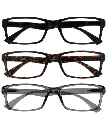 Opulize Unisex PEP Reading Glasses (4 Pack) +1.50 Diopters Black Brown Grey