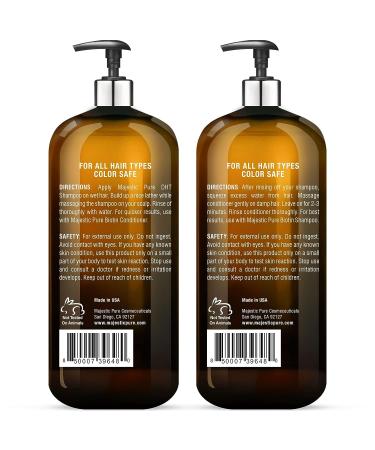 Majestic Pure Biotin Shampoo and Conditioner Set with DHT Blocker - Healthy Hair Growth, Sulfate Free - 16 fl oz each - Buy Online on GoSupps.com