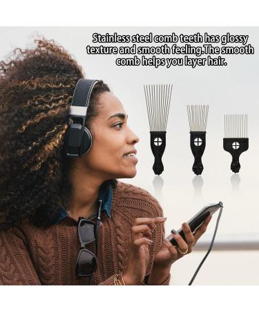 3 Metal Afro Combs Set for Thick, Wavy, and Tangled Hair - Ideal for Afro Hair Styling at Home or Salon - Buy Online on GoSupps.com