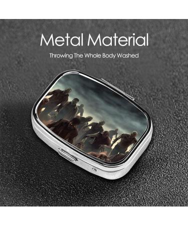 Many Zombie Printing Small Pill Case | 2 Compartment Cute Travel Pill Organizer for Pocket & Purse Gifts - Buy Online on GoSupps.com