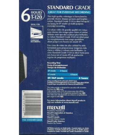Maxell VHS Blank 3-Pack Standard Grade T-120 6 Hour EP Mode /246m - Buy Online on GoSupps.com