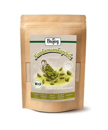 Biojoy Ground Organic Cardamom Pods (100g) Green Cardamom Powder (Elettaria cardamomum)
