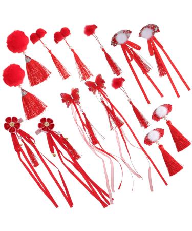 Lurrose 7 Pairs Chinese Spring Festival Hair Clips Hair Pins Hair Barrettes Chinese New Years Hair Accessories