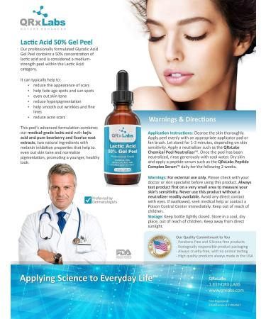 Lactic Acid 50% Gel Peel with Kojic Acid - Professional Grade Chemical Face Peel - 1 fl oz - Buy Online on GoSupps.com