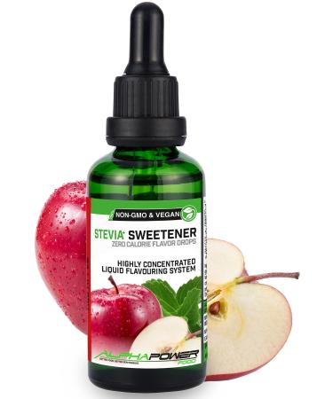 Alphapower Food |Stevia sugar -free flavor drops apple juice spritzer |100% natural liquid aroma + sugar substitute for water muesli desserts smoothies natural apple aroma 50.00 ml - Buy Online on GoSupps.com