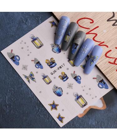 JMEOWIO 10 Sheets Glitter Christmas Nail Art Stickers Decals Self-Adhesive Cute Snowflake Winter Holiday Nail Supplies Nail Art Design Decoration Accessories - Buy Online on GoSupps.com
