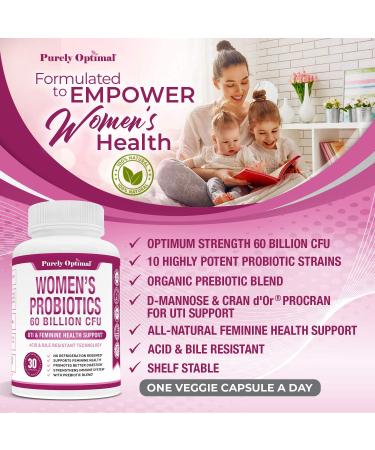 PURELY OPTIMAL Premium Probiotics for Women - 60 Billion CFU  30 Capsules - Buy Online on GoSupps.com