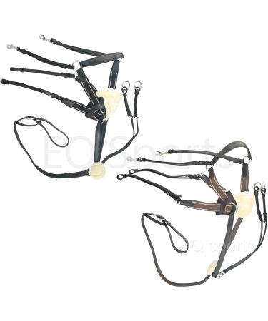 Knight Rider Leather 5 Point Breastplate With Faux Fur Sheepskin (X-Full Black) X-Full Black - Buy Online on GoSupps.com