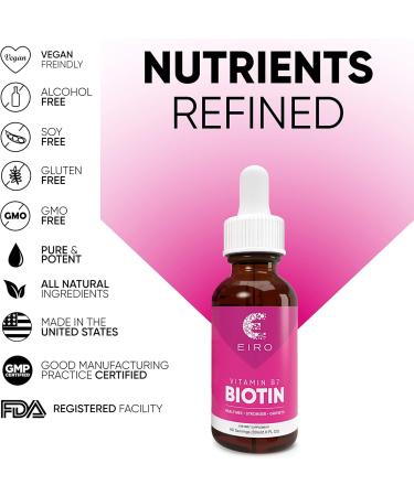 Eiro Biotin Liquid Drops | 6000mcg per Serving | Healthier Stronger Faster - Hair & Nails | Superior Absorption - Buy Online on GoSupps.com
