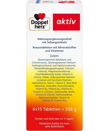 Double Heart A-Z Multivitamin & Minerals - 21 Nutrients for Health & Well-Being | 6 x 15 Effervescent Tablets (90s Pack) - International Shipping Available - Buy Online on GoSupps.com