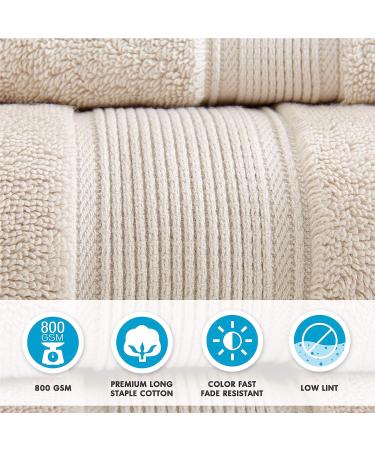 800GSM Luxury Turkish Cotton Bath Towel Set - Highly Absorbent, Oversized, 100% Cotton - 8-Piece Set with Bath, Hand, and Wash Towels - Natural, Multi-Sizes - Buy Online on GoSupps.com
