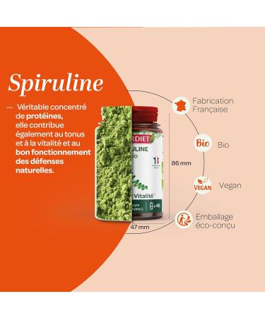 SUPERDIET - ORGANIC SPIRULINA - Tone Vitality Sports Recovery - Herbal Medicine - Made in France - 45 capsules - Buy Online on GoSupps.com