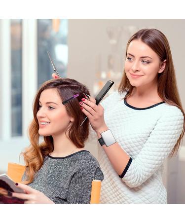 8 Pieces Hair Parting Ring, Styling Clips, Rat Tail Braiding Combs, Magnetic Pin Holder Wristband - Black - Buy Online on GoSupps.com