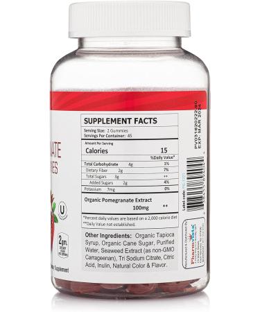 Pharmvista Pomegranate Fiber Gummies 100mg - Gluten-Free Vegan Supplement | Rich in Dietary Fiber - 90 Gummies - Buy Online on GoSupps.com
