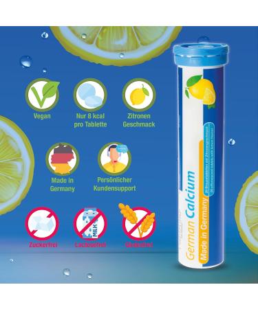 Calcium Effervescent Tablets - 500mg Lemon Flavor | T&D Pharma German Calcium (100 Pack) - Buy Online on GoSupps.com