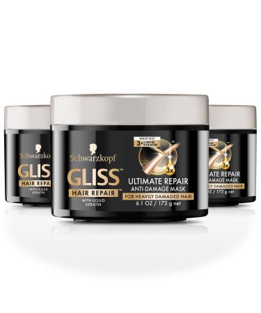 GLISS Hair Repair Anti Damage Mask Ultimate Repair 6.1 Ounce (Pack of 3)